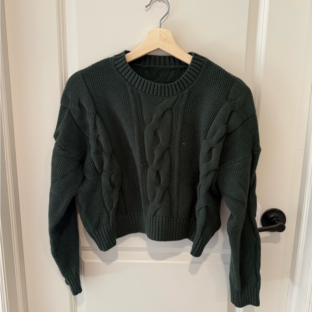Amazon Dark Green Cable Knit Sweater